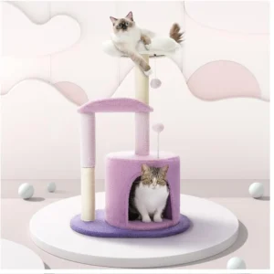 Purple Flower Cat Tower with Sisal Scratching Post