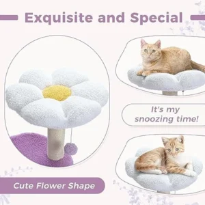 Purple Flower Cat Tower with Sisal Scratching Post thumbnail 2