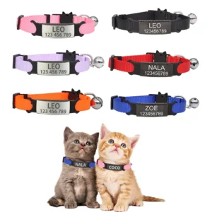 Personalized Cat Collar with ID Tag and Bell