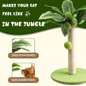 Cute Green Leaves Cat Scratching Post – Sisal Rope Fun thumbnail 2