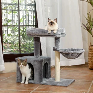 Small Cat Tree Tower with Sisal Scratching Post and Deep Hammock thumbnail 2